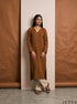 Double Gauze Ease: Brown V-Neck Midi Top 93171