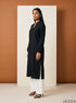 Urban Texture: Black Textured Polyester Hoodie Top 82181
