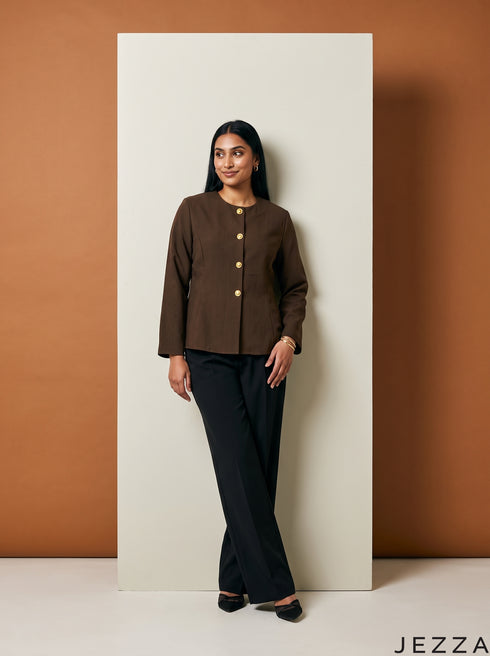 Earthbound Fit: Brown Poly Cotton Hip Top 88221
