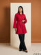 Ruby Ease: Red Poly Cotton Above Knee Top 90731
