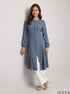 Midnight Ease: Dark Blue Cotton Knee Top 81082