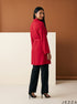 Ruby Ease: Red Poly Cotton Above Knee Top 90731