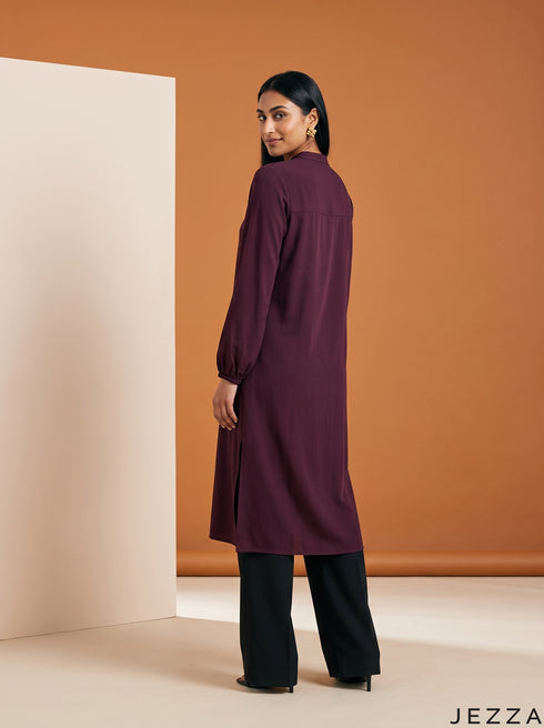 Maroon Texture: Textured Polyester Hoodie Top 82182