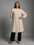 Cream Serenity: Cotton Mandarin Knee Top 81691