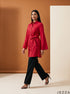 Ruby Ease: Red Poly Cotton Above Knee Top 90731