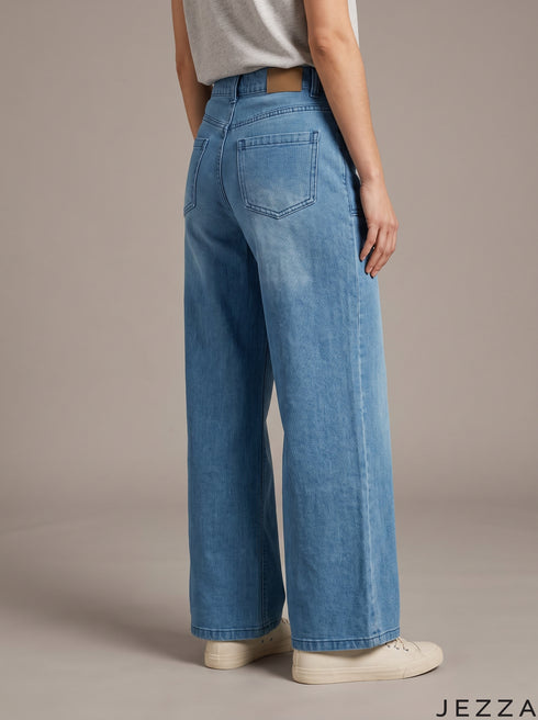 Blue Horizon: Light Blue Wide-Leg Denim Jeans DL-290 L