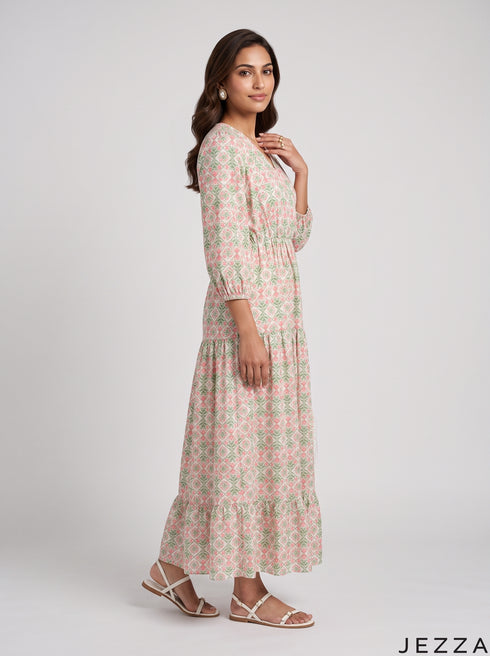 Bloom Motif: Cotton Maxi Dress 90321
