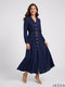 Navy Poise: Poly Cotton A-Line Dress 90372