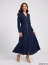 Navy Poise: Poly Cotton A-Line Dress 90372