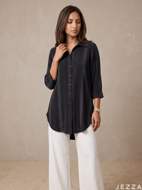 Stripe Ease: Cotton Below Hip Top 88421