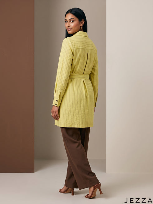 Linear Charm: Poly Cotton Below Hip Top 90722