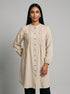 Cream Serenity: Cotton Mandarin Knee Top 81691