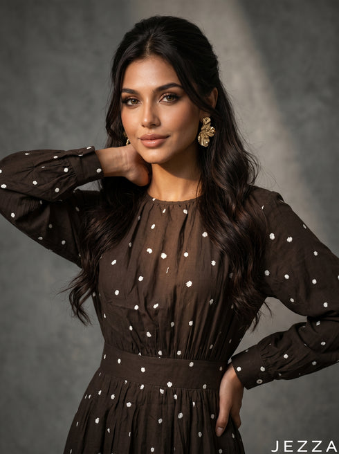 Woven Rhythm: Ikat Poly Cotton NM Dress 84891