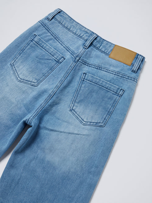 Coastal Breeze: Light Blue Wide-Leg Denim Jeans DL-389 L