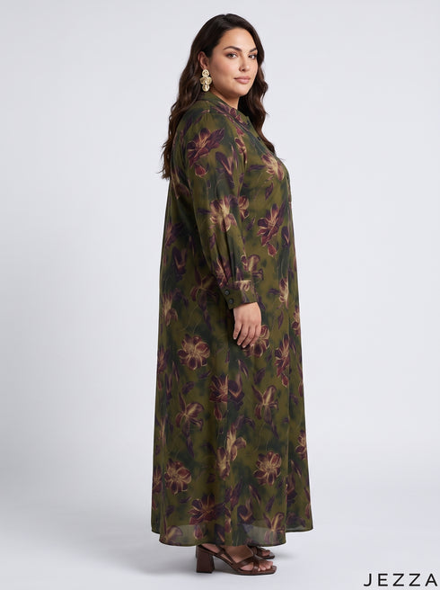 Floral Heritage: Cotton A-Line Dress 90411