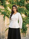 Monochrome Grace: Satin Top & Brocade Skirt Set 90181
