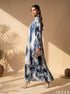 Azure Wash: Satin A-Line Maxi Dress 86642