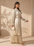 Bloom Cascade: Mandarin Collar Satin Dress 87911