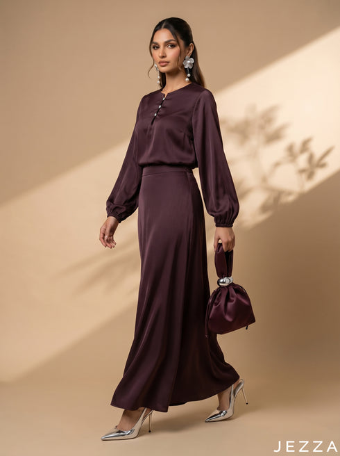 Mahogany Silk: Satin Co-Ord Ensemble 82372