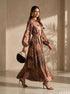 Opulent Fusion: Baroque Patchwork A-Line Dress 88001
