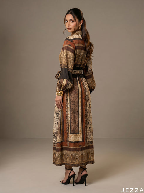 Eclectic Elegance: Patchwork Print A-Line Dress 86201