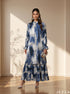 Azure Wash: Satin A-Line Maxi Dress 86642