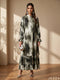Verdant Wash: Satin A-Line Maxi Dress 86641