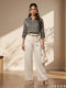 Contemporary Chic: Windowpane Grid Satin Top 82441
