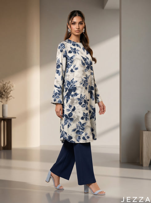 Abstract Flora: Mandarin Collar Knee Top 87031