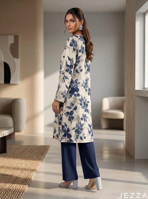 Abstract Flora: Mandarin Collar Knee Top 87031
