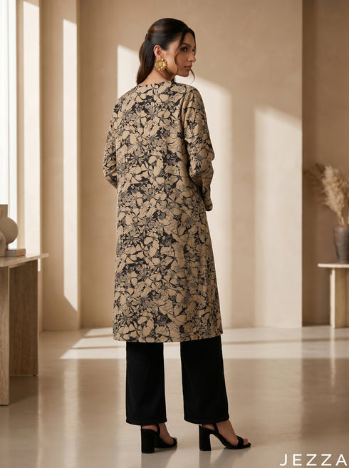 Petal Drift: Mandarin Collar Knee Top 87033