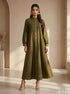 Verdant Form: Army Green A-Line Dress 75601