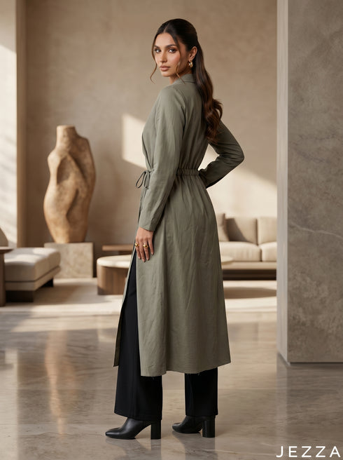 Earthline: Moss Green Midi Top 78031