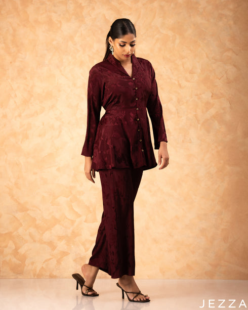 Regal Poise: Wine Red Brocade Set 70891