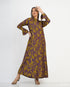 Printed Polyester Button Down A Line Dress 57421