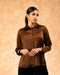 Classic Appeal: Mocha Brown Formal Blouse 77601