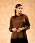 Classic Appeal: Mocha Brown Formal Blouse 77601