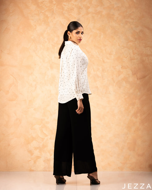 Polished Charm: Dot Print Polyester Blouse 70561