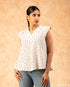 Playful Charm: White & Black Dot Cotton Hip Top 77041