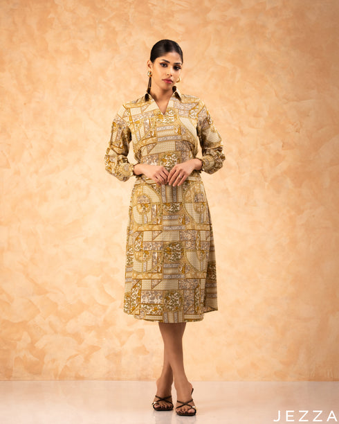 Artful Layers: Patchwork Polyester Top 76651