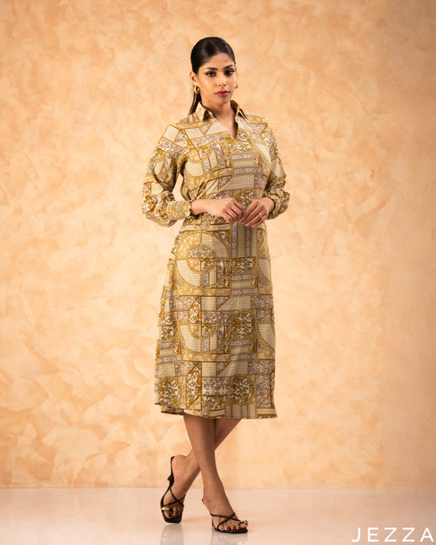 Artful Layers: Patchwork Polyester Top 76651