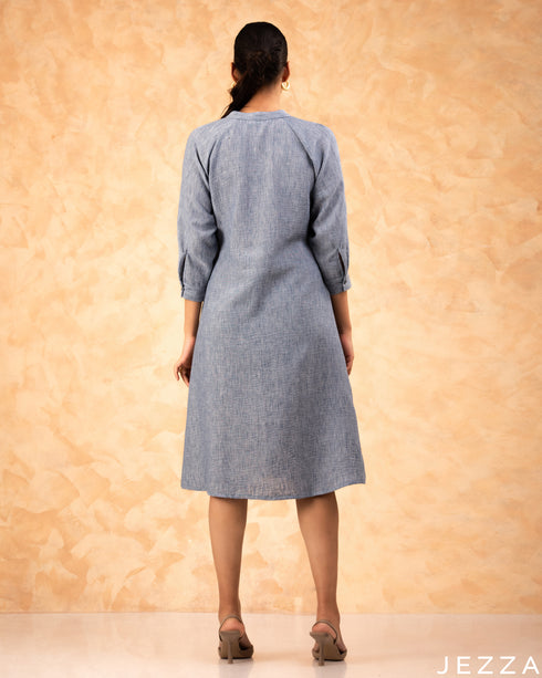 Casual Grace: Soft Denim Cotton Below-Knee Top 77581