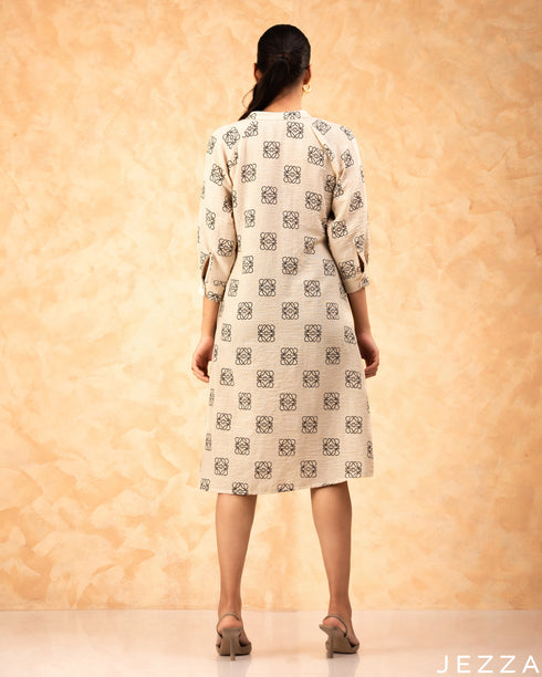 Chic Essence: Printed Cotton Below-Knee Top 71541