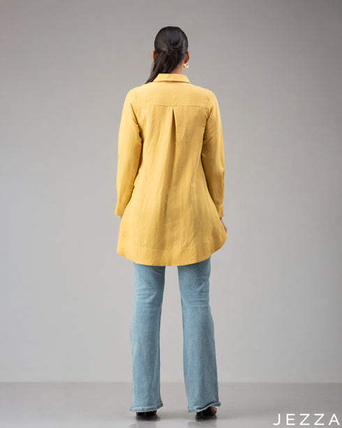 Sunny Ease: Mustard Collared Top 73401