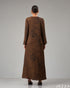 Earthly Elegance: Brown & Black A-Line Dress 77701