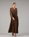 Earthly Elegance: Brown & Black A-Line Dress 77701