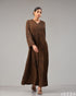 Earthly Elegance: Brown & Black A-Line Dress 77701