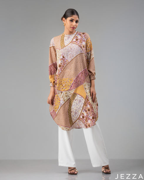 Artisan Harmony: Patchwork Midi Top 76631