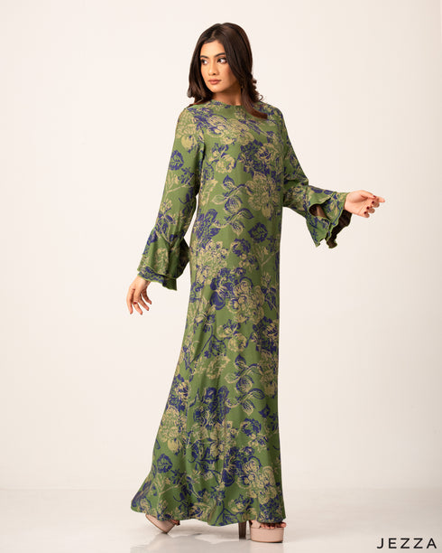 Elegant Printed Polyester A-Line Dress 61271