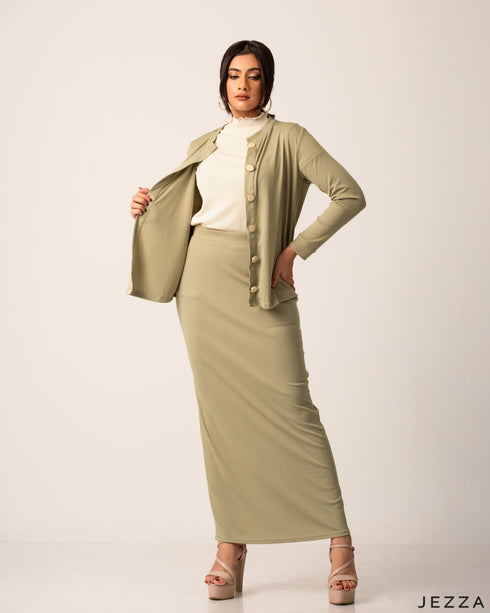 Elegant Ribbed Spandex Three-Piece Set 61331/61351